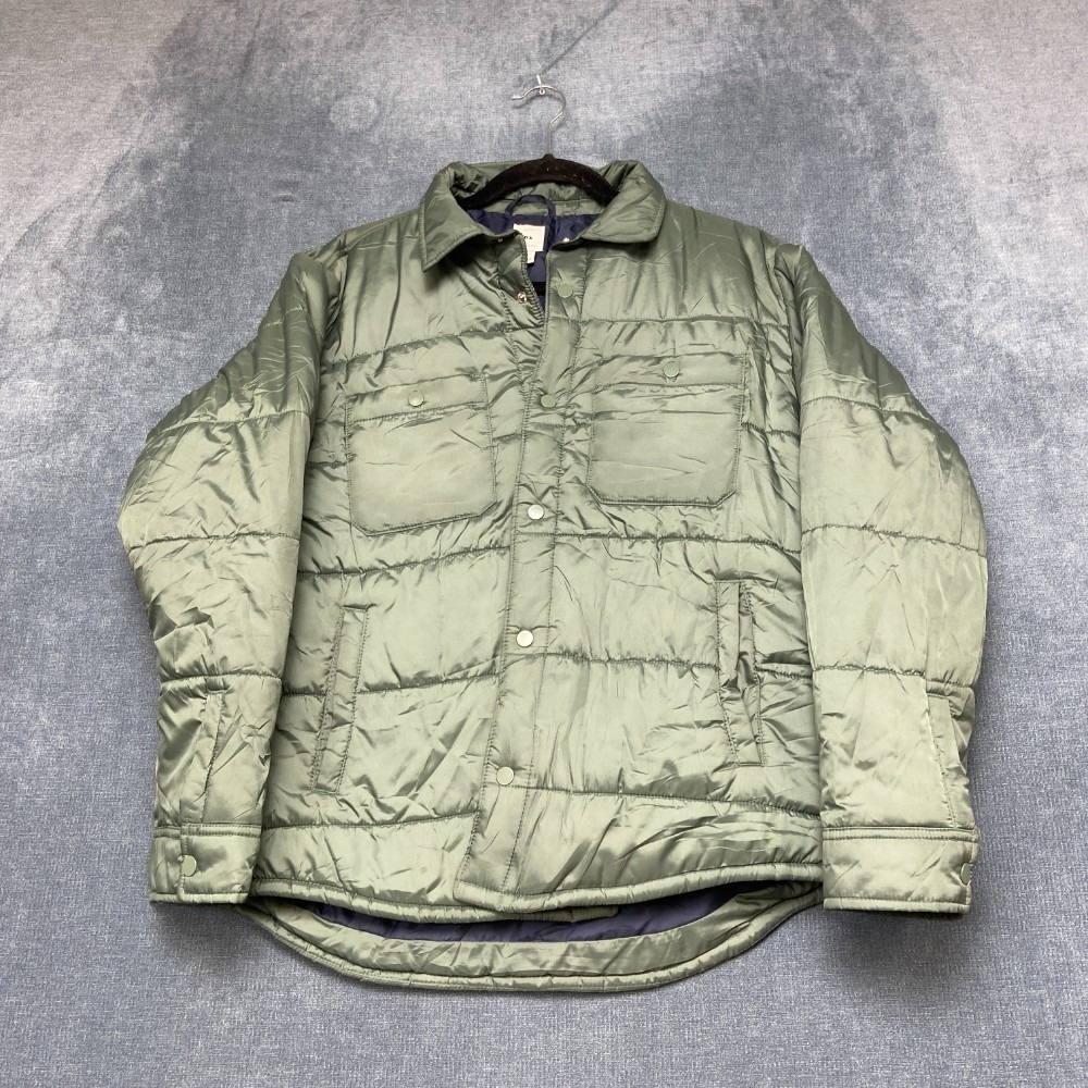 Free Assembly Puffer Jacket Boys 2XL Olive Green Quilted Lined Full Zip Winter